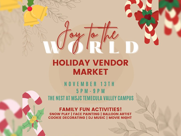 Mt. San Jacinto College to Hold Festive Holiday Vendor Market on Nov. 13