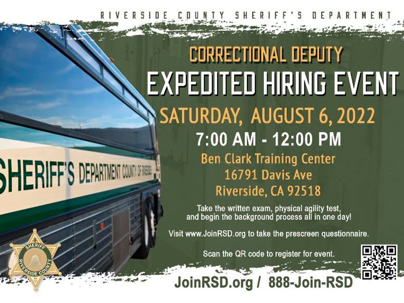 Correctional Deputy Expedited Hiring Event The Hemet & San Jacinto