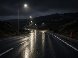 Wrong-way crash kills Canyon Lake man on Domenigoni Parkway Illustration of an empty multi-lane parkway at night, no people