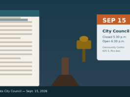 Illustration of San Jacinto City Council voting records; no people